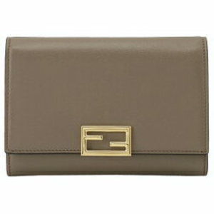 FENDI Baguette FF Bifold Wallet Gray Compact